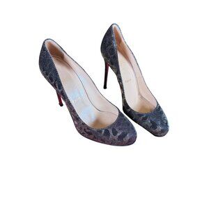 Christian Louboutin Leopard Metallic Lame Fifi 100 Pumps Heels Size 38.5